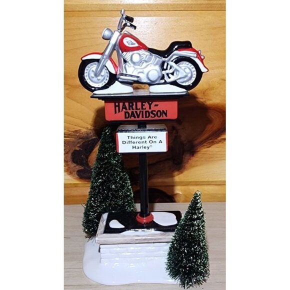 Dept. 56 Snow Village #54901 Two Sided HARLEY-DAVIDSON SIGN - Picture 5 of 10